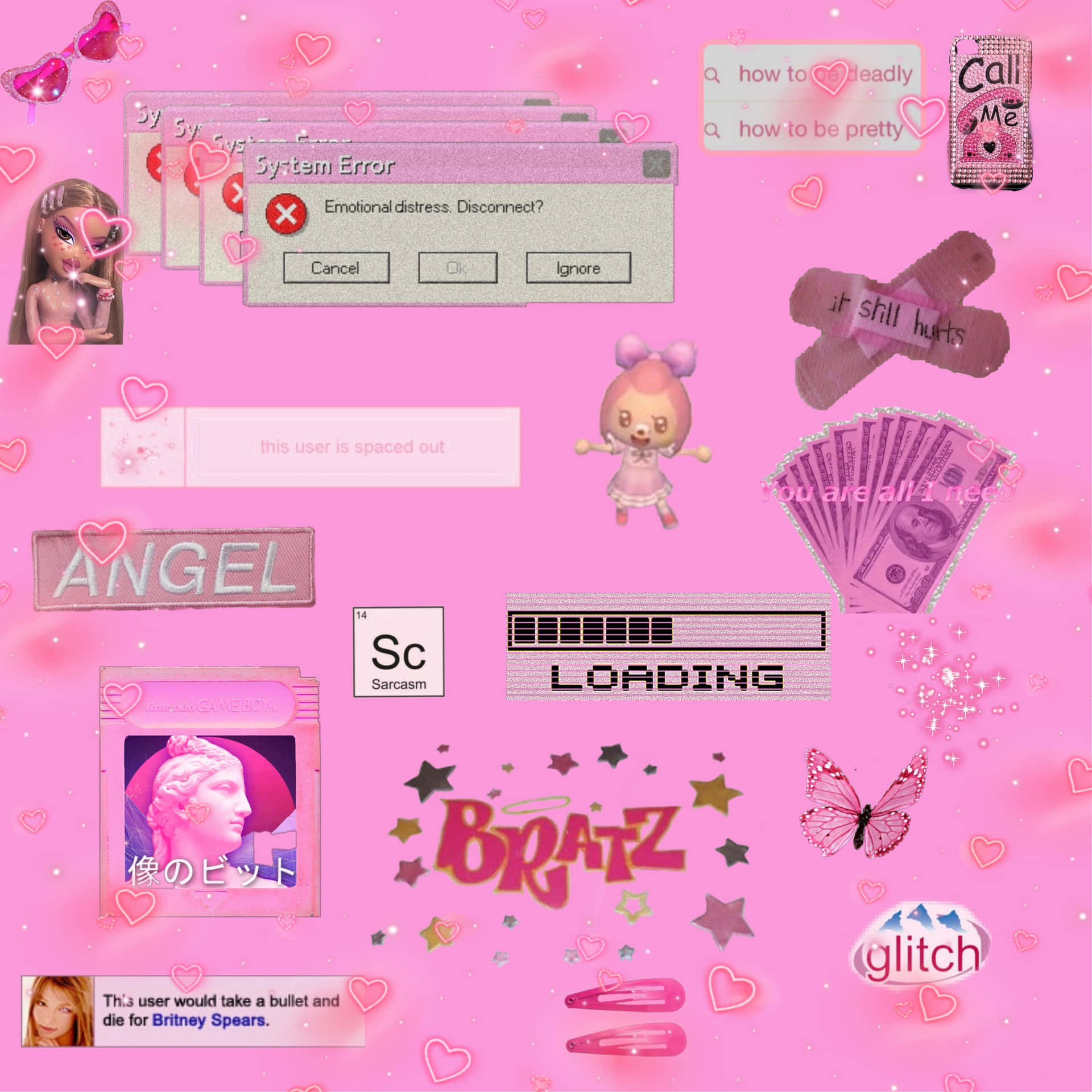 Pink Aesthetic Bratz Doll Icons Wallpaper