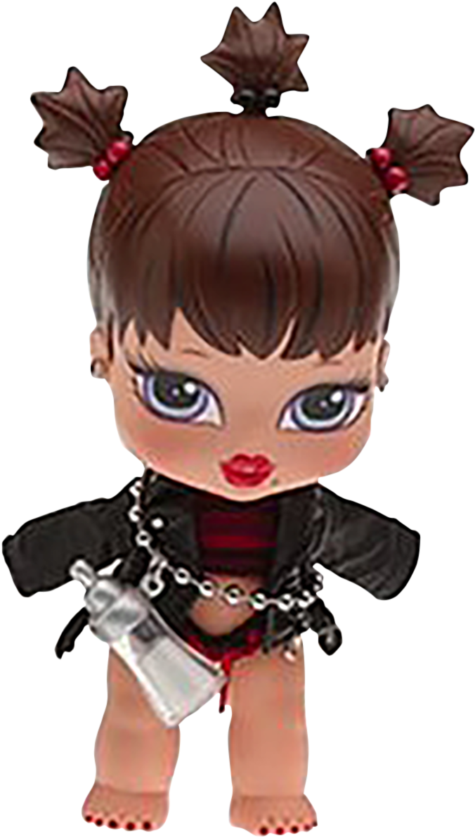 Bratz Dollin Black Outfitwith Bottle PNG