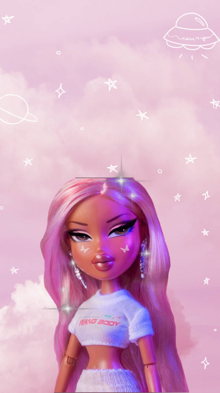 Bratz Dolls Pink Hair Clouds Wallpaper