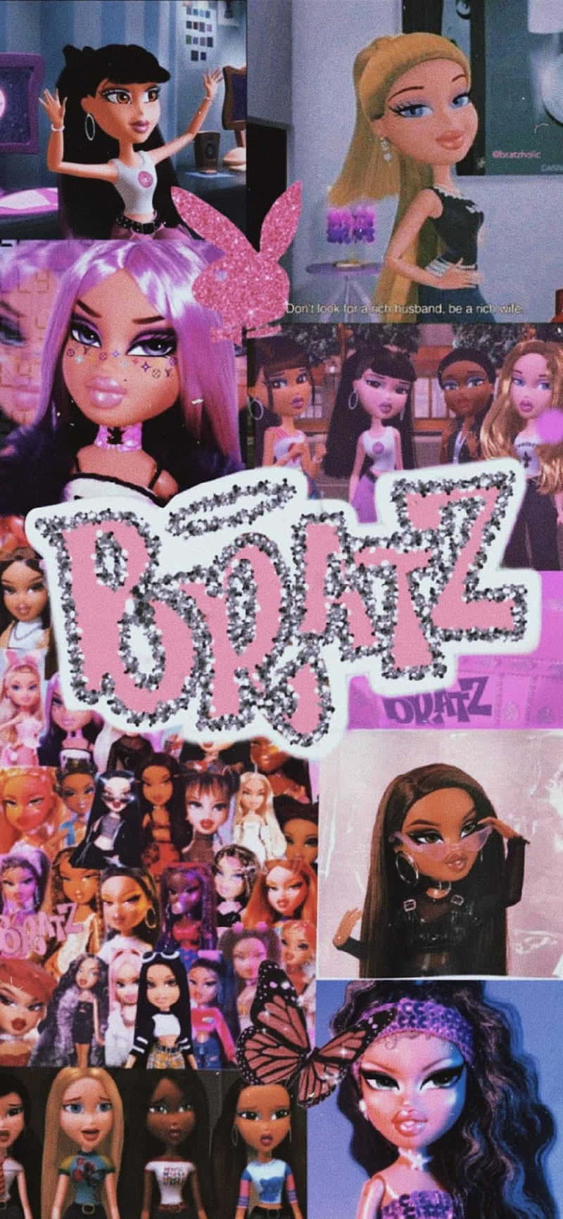 Bratz Dolls Baddie Barbie Aesthetic Collage Wallpaper