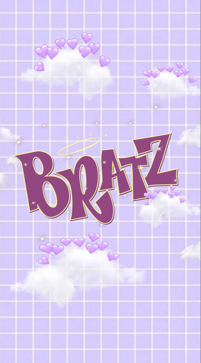 Bratz Logo Purple Hearts Background Wallpaper