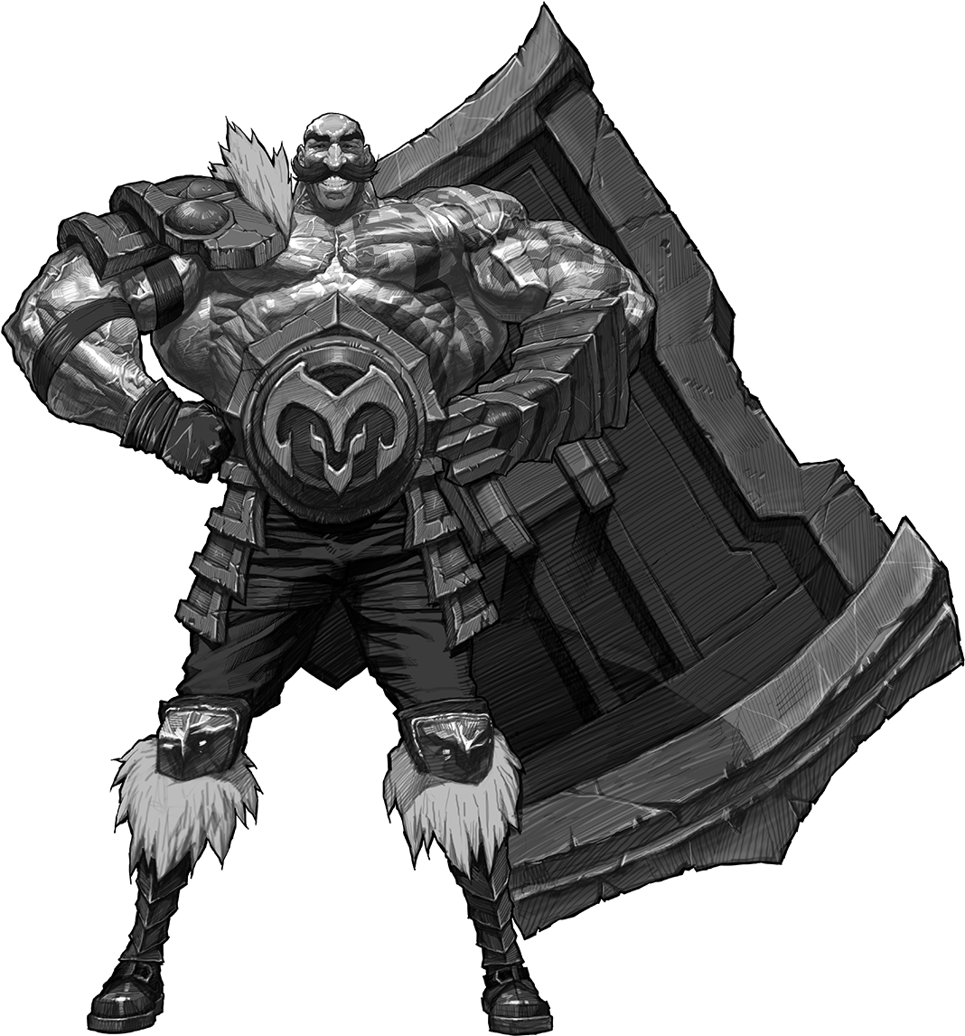 Braum Blackand White Sketch PNG