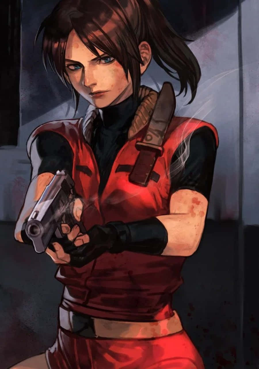Brave Claire Redfield In Action Wallpaper