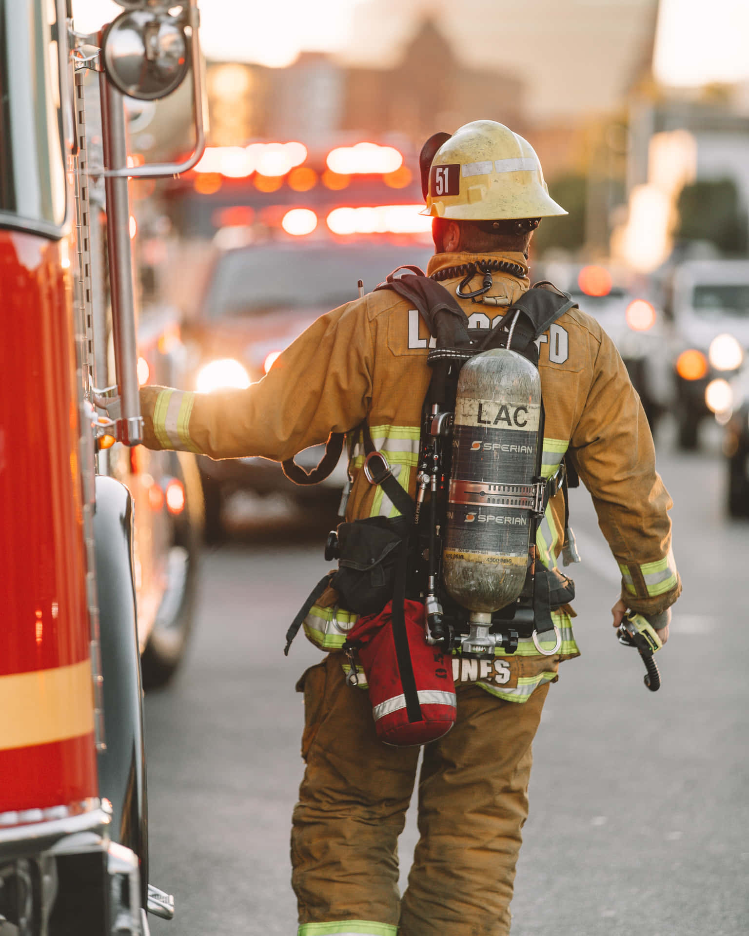"brave Firefighter Extinguishing Flames"