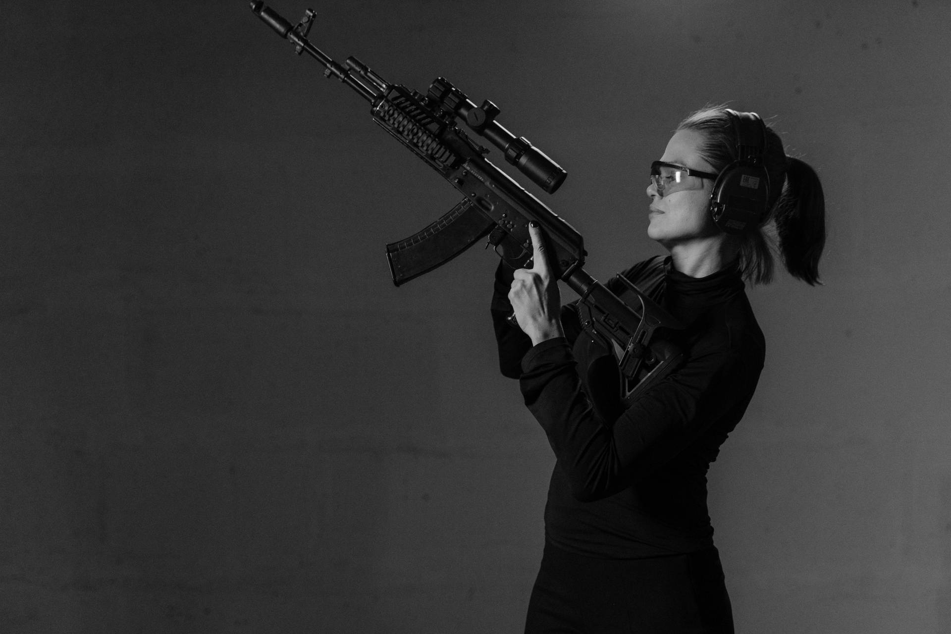 Brave Female Sniper on Duty Wallpaper