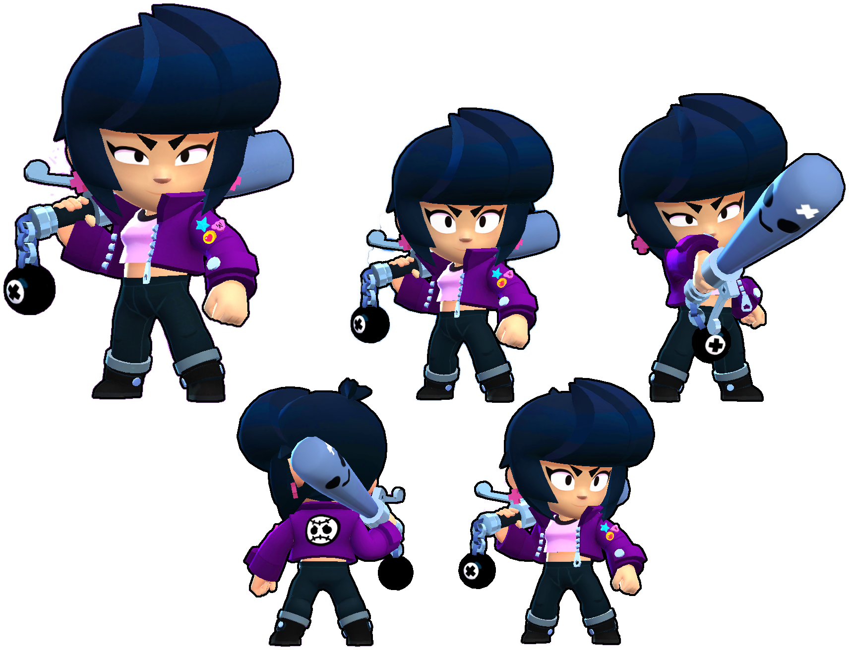 Brawl Stars Character Shelly Poses PNG