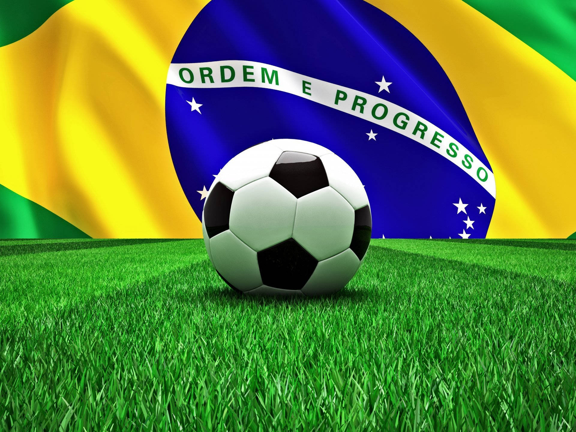 Brazil Flag In Soccer Field Wallpaper