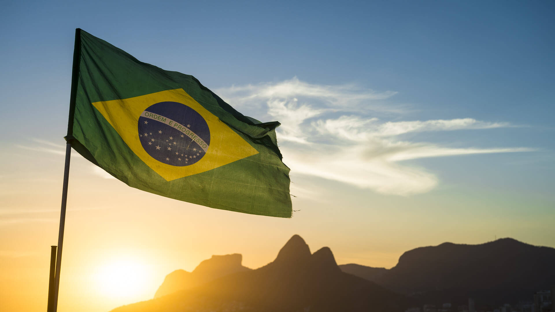 Brazil Flag In Sunrise Wallpaper