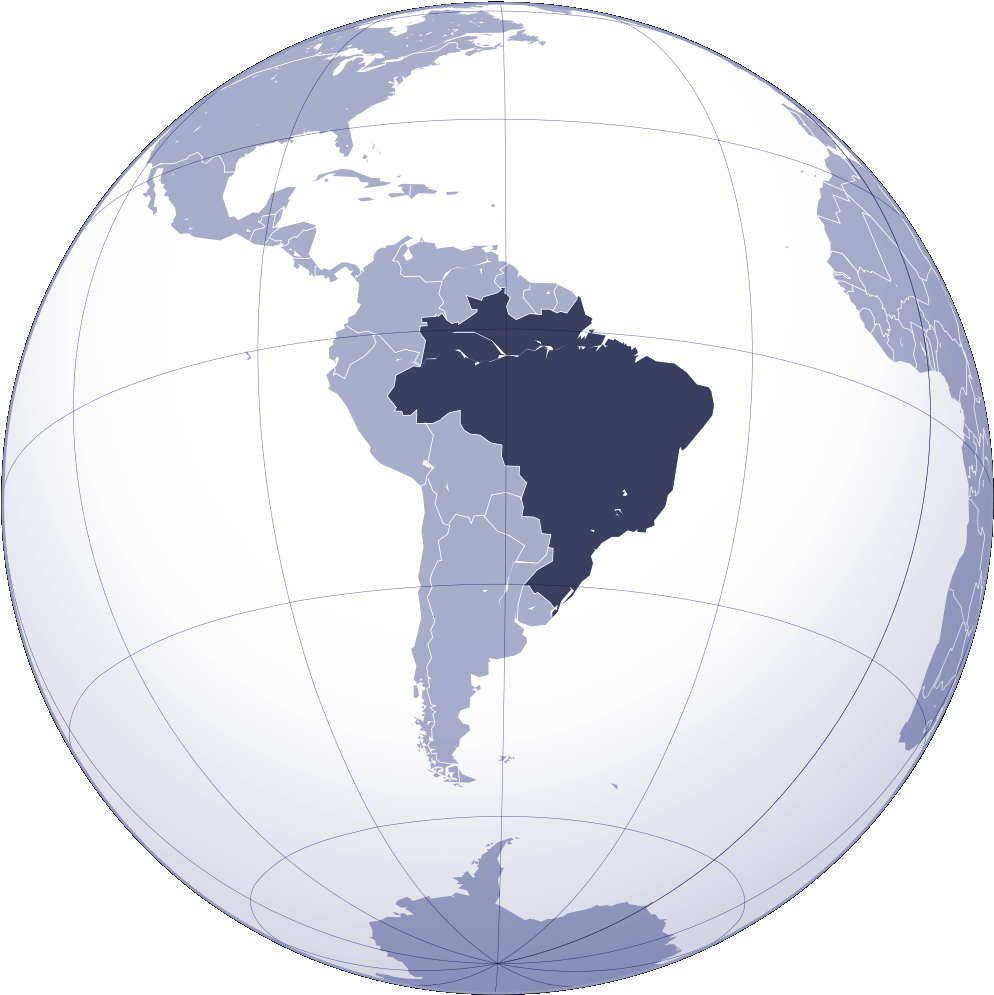 Brazil Highlightedon Global Map PNG