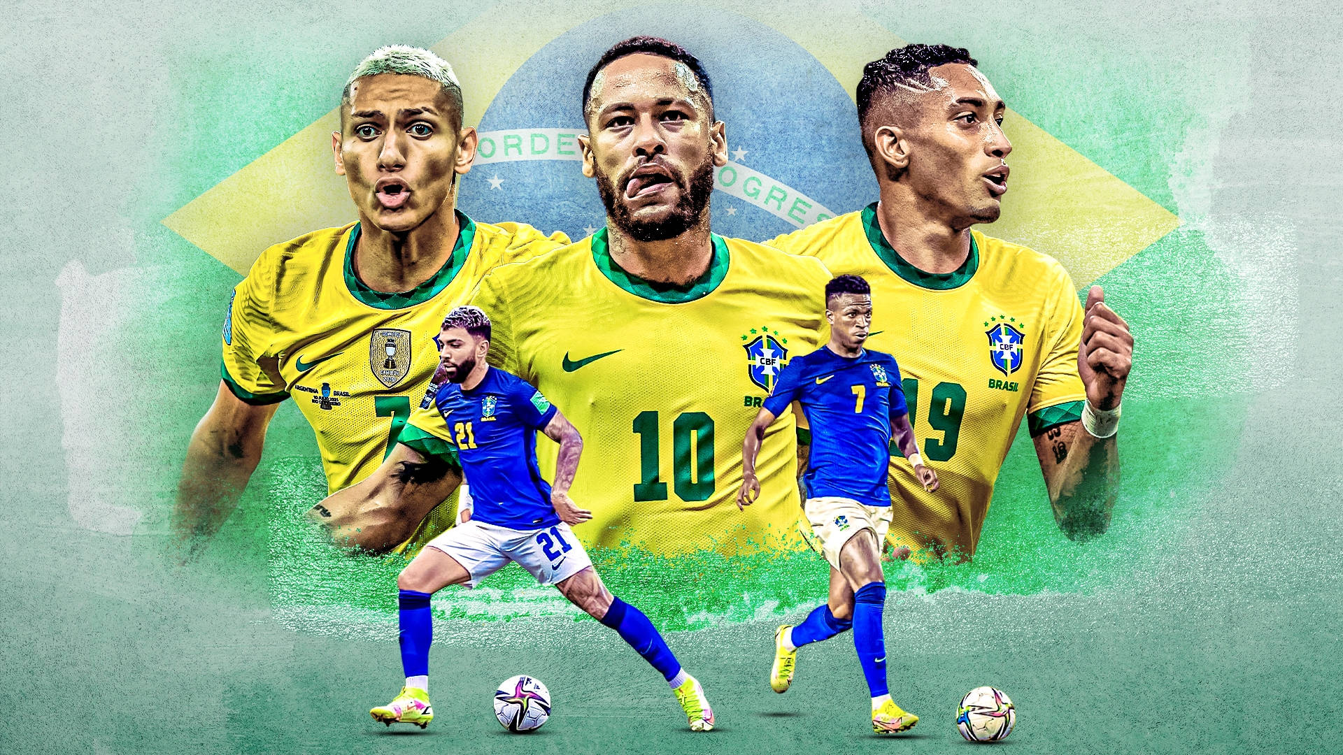 Download Brazil National Football Team Game Faces Wallpaper 