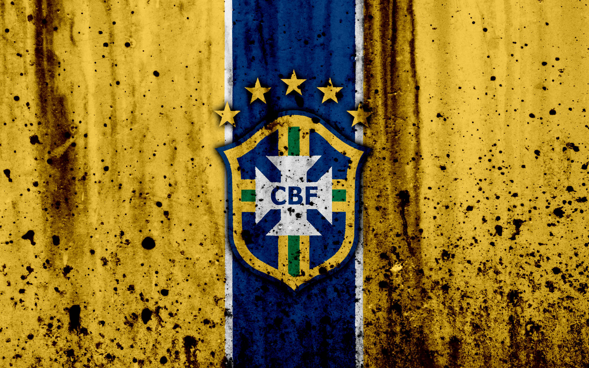 Brazil National Football Team Logo Yellow Dark Smudges Wallpaper