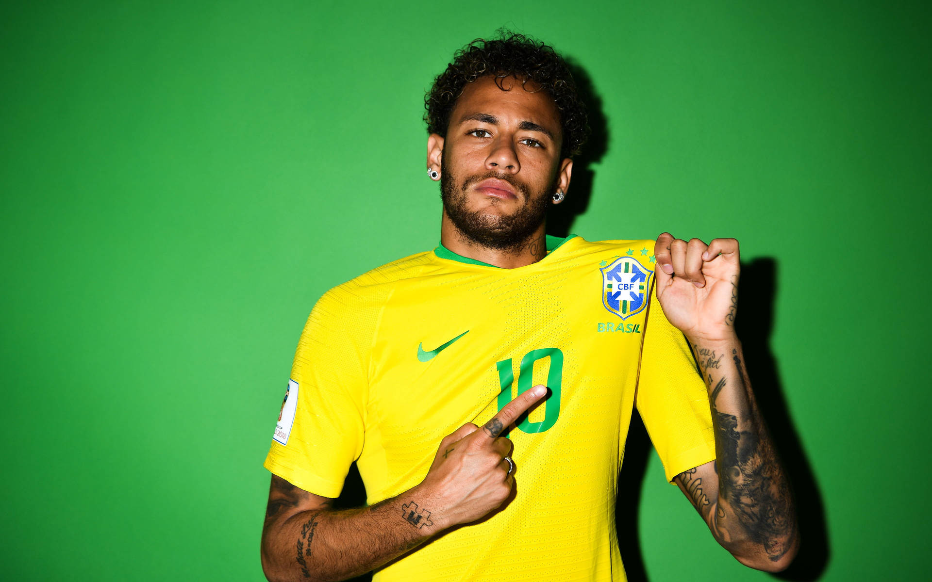 Brasiliensnationalfotbollslag Neymar Flexing-tröja. Wallpaper