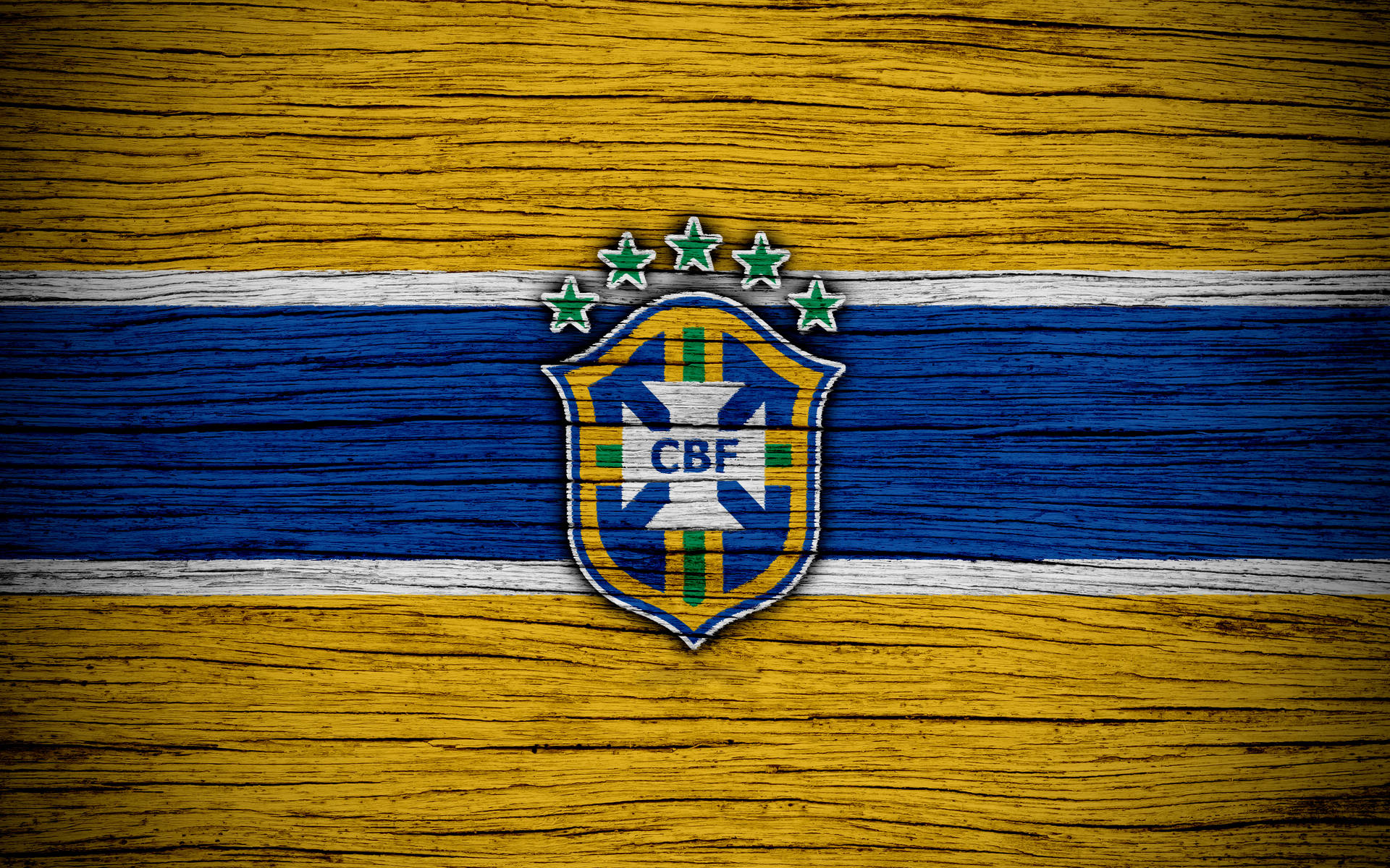 Brasiliensnationalfotbollslags Träläggning Av Lagemblemet. Wallpaper