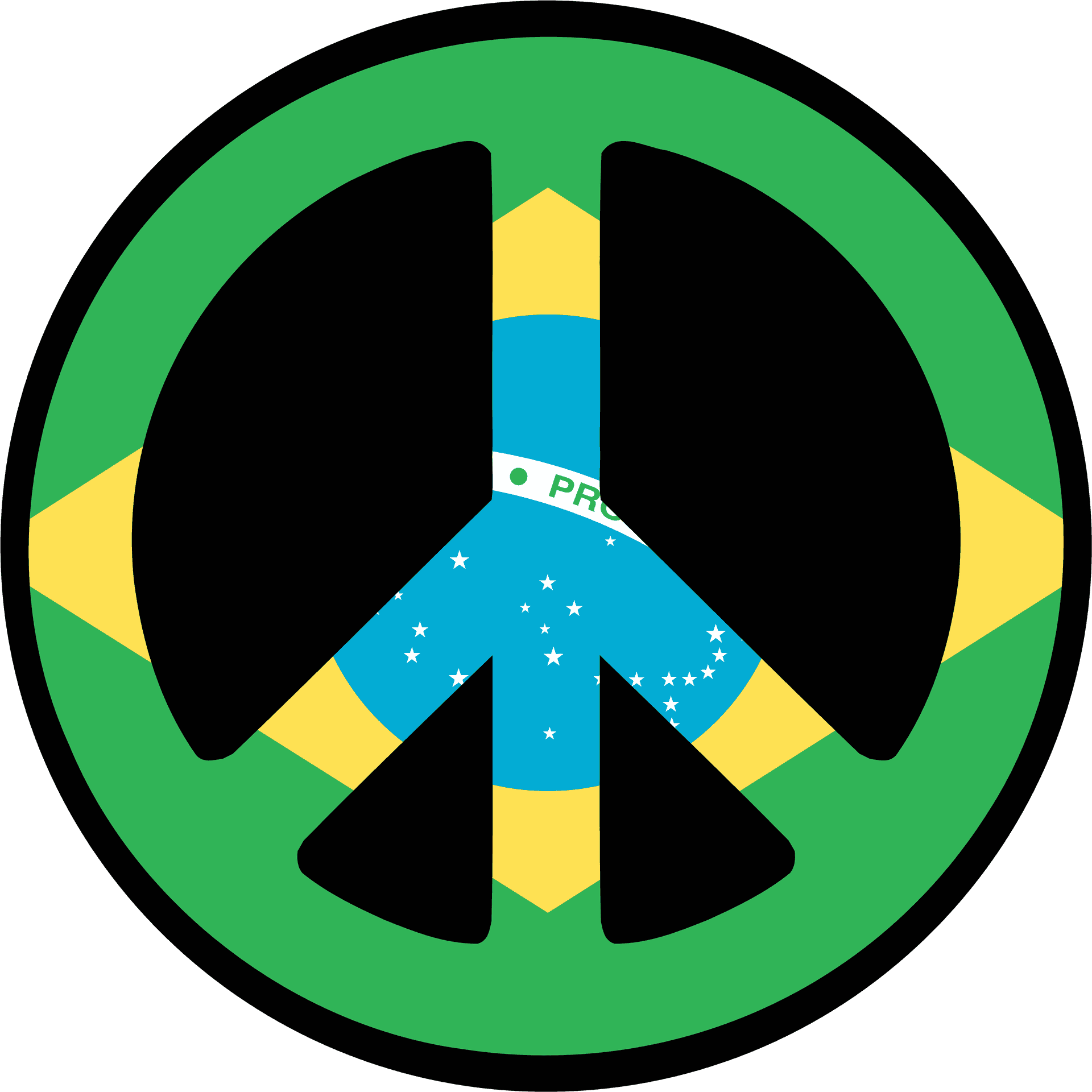 Brazil Peace Symbolwith Flag Colors PNG