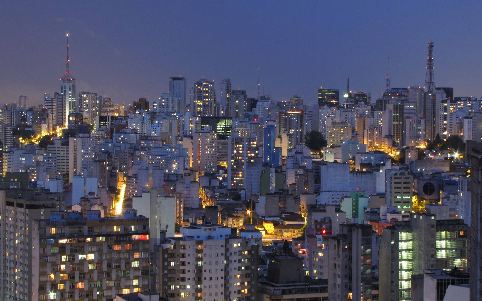 Brazil Sao Paulo Night Skyline Background