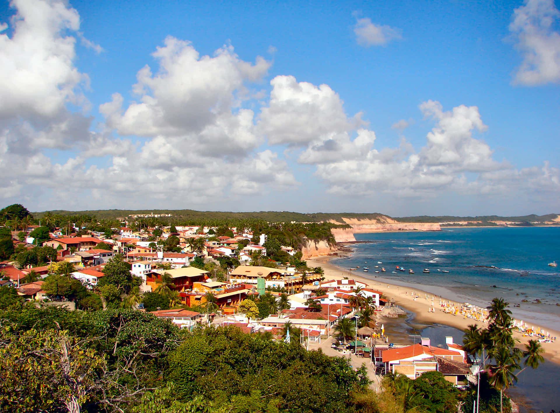 Avslappende Dag På En Solfylt Brasiliansk Strand Bakgrunnsbildet