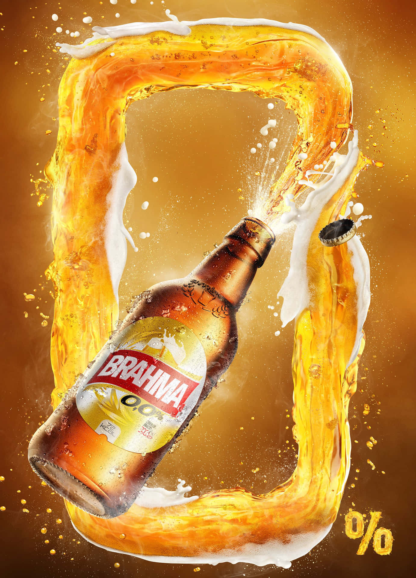 Ilustracióndel Arte De La Cerveza Brasileña Brahma Zero Con Cero Por Ciento De Alcohol. Fondo de pantalla