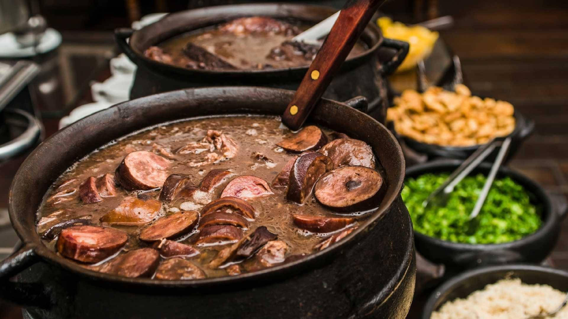 Brazilian Feijoada Black Bean Stew With Different Toppings Wallpaper