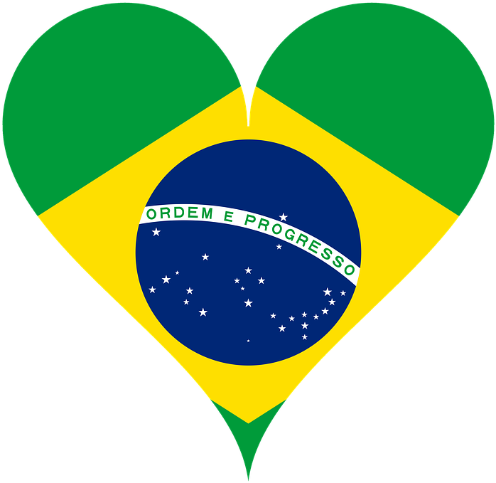 Brazilian Flag Heart Shaped PNG