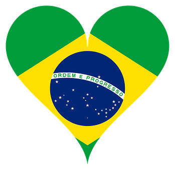 Brazilian Flag Heart Shaped Graphic PNG