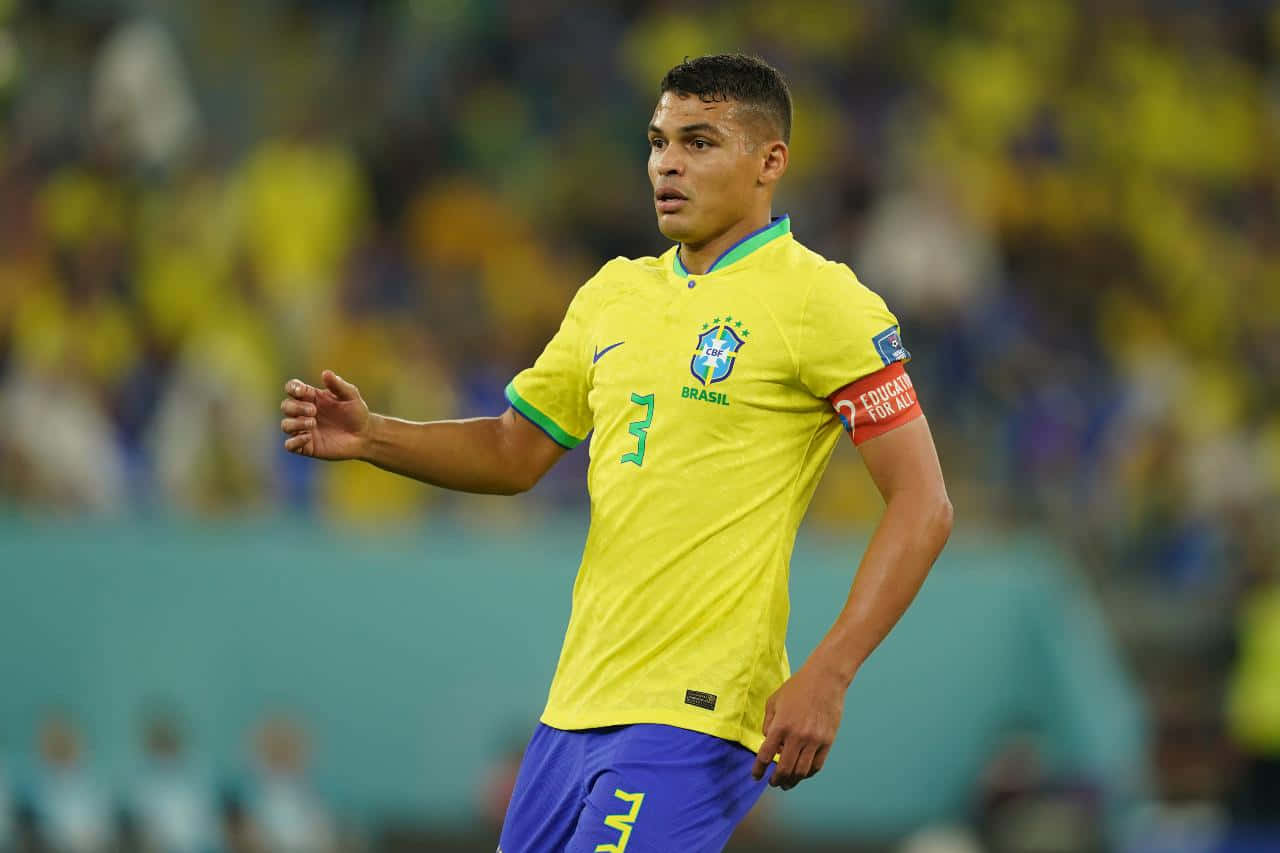 Brazilian Soccer Player Yellow Kit Wallpaper