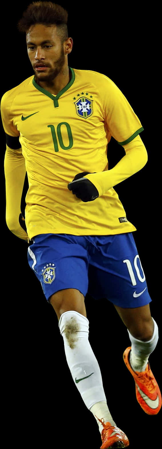 Brazilian Soccer Playerin Action PNG