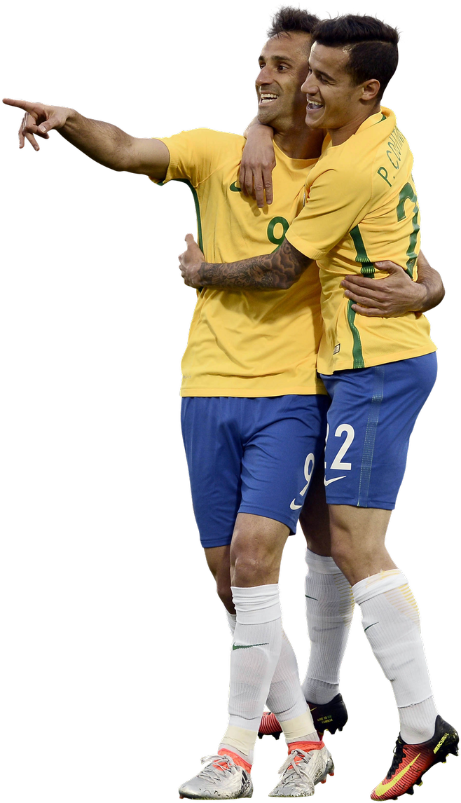 Brazilian Soccer Players Celebrating Goal PNG