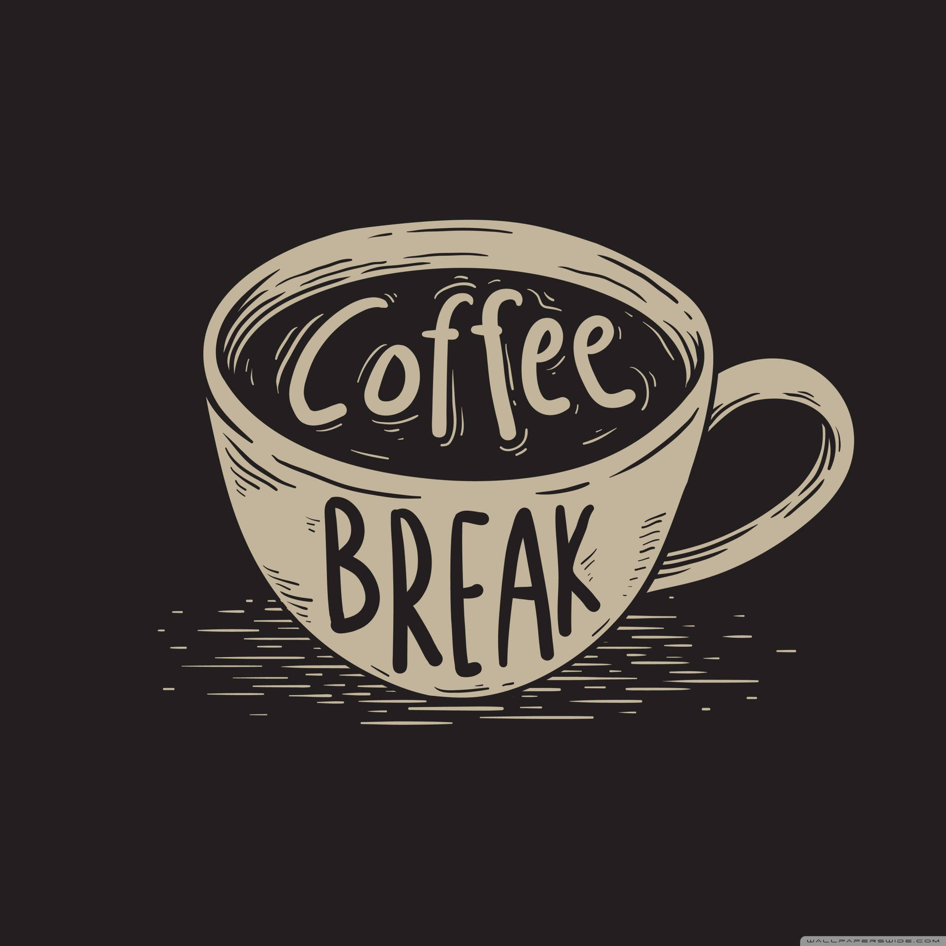 Break Coffee Aesthetic Drawing Wallpaper