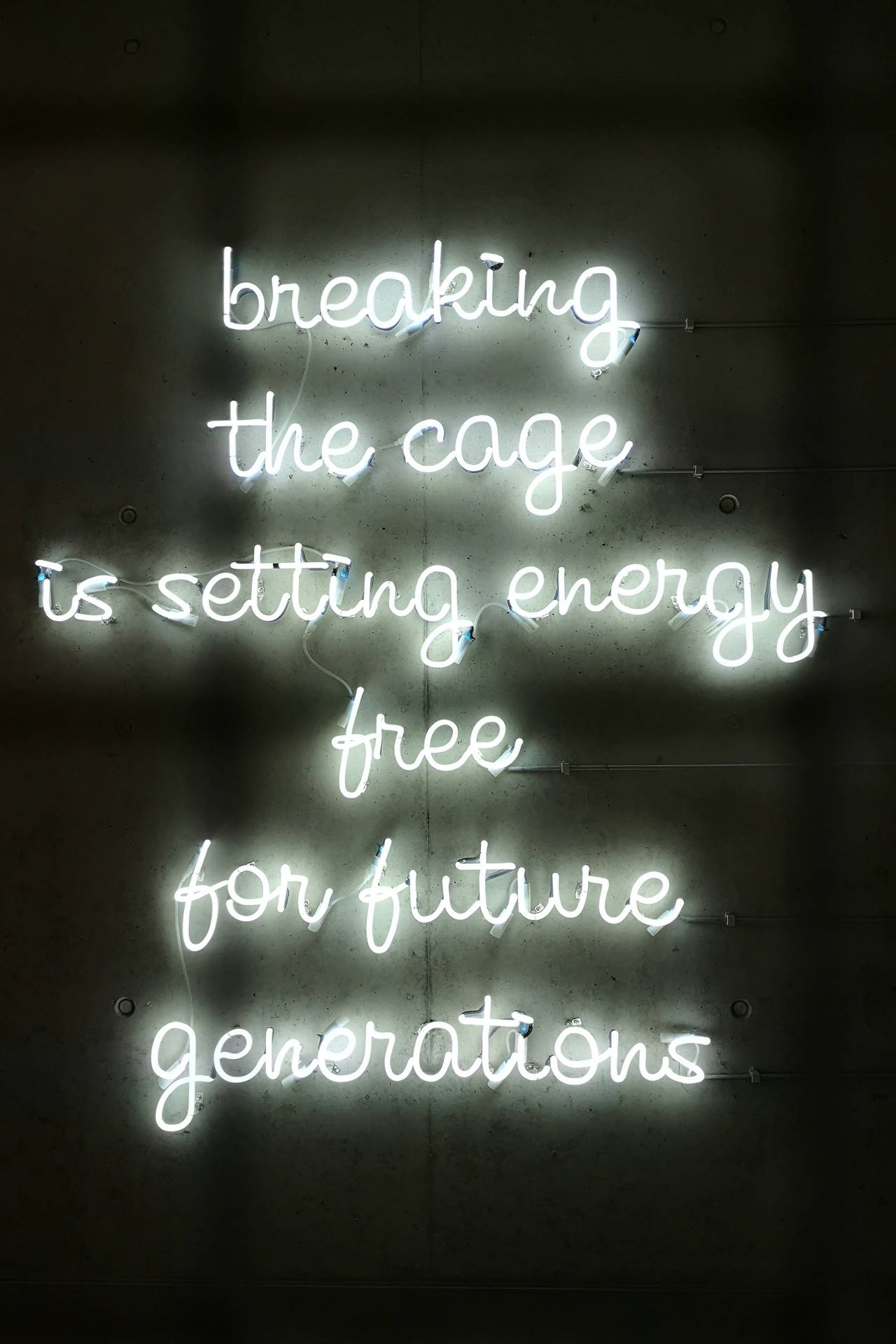 Unleashing Creativity - Breaking the Cage in White Neon Aesthetic Wallpaper