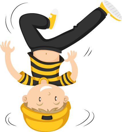 Breakdancing Bee Cartoon Character PNG