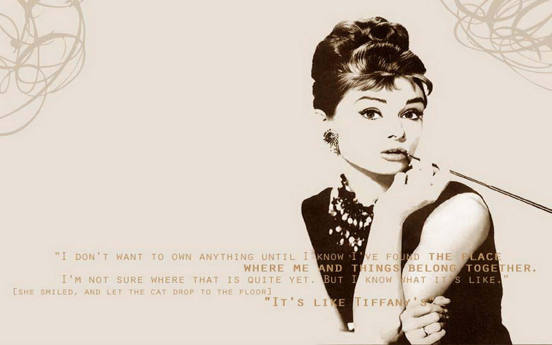Audrey Hepburn in her iconic role as Holly Golightly in the classic film Breakfast at Tiffanys Wallpaper