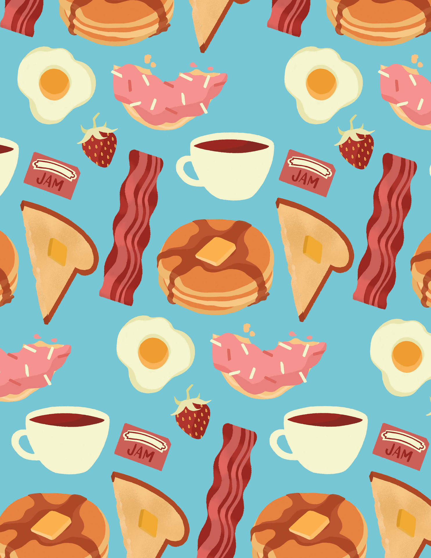 Breakfast Food Pattern Wallpaper