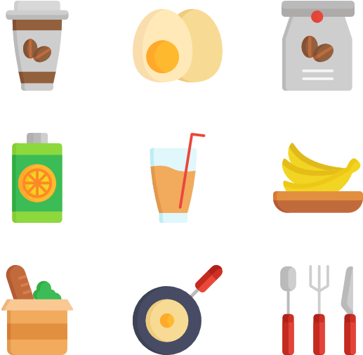 Breakfast Items Vector Illustration PNG