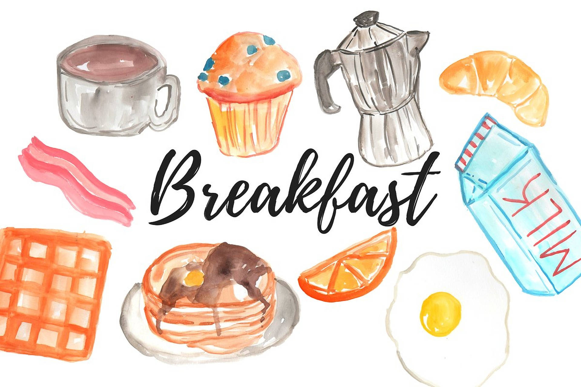 Breakfast Meal Doodle Wallpaper