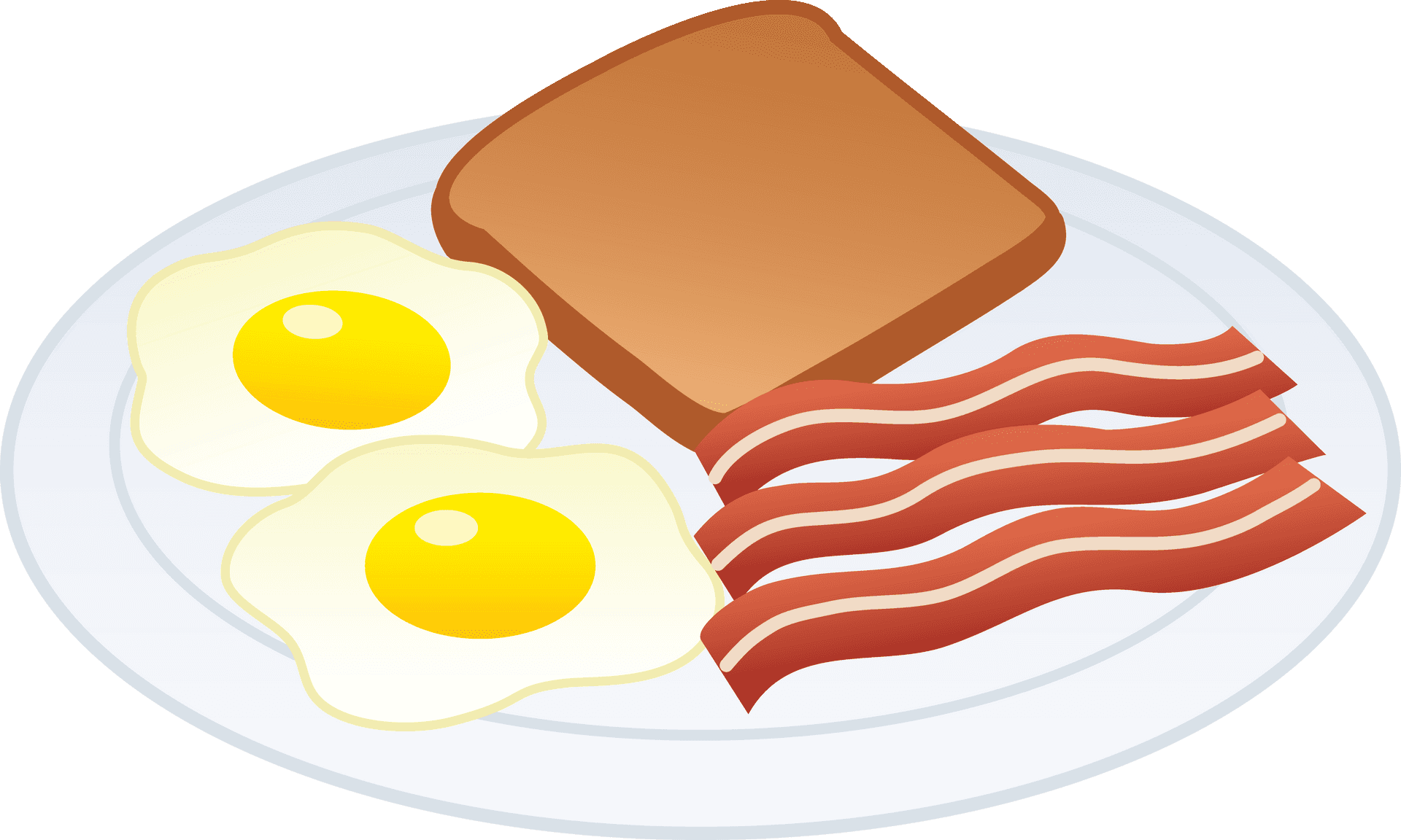 Breakfast Plate Clipart Eggs Bacon Toast PNG
