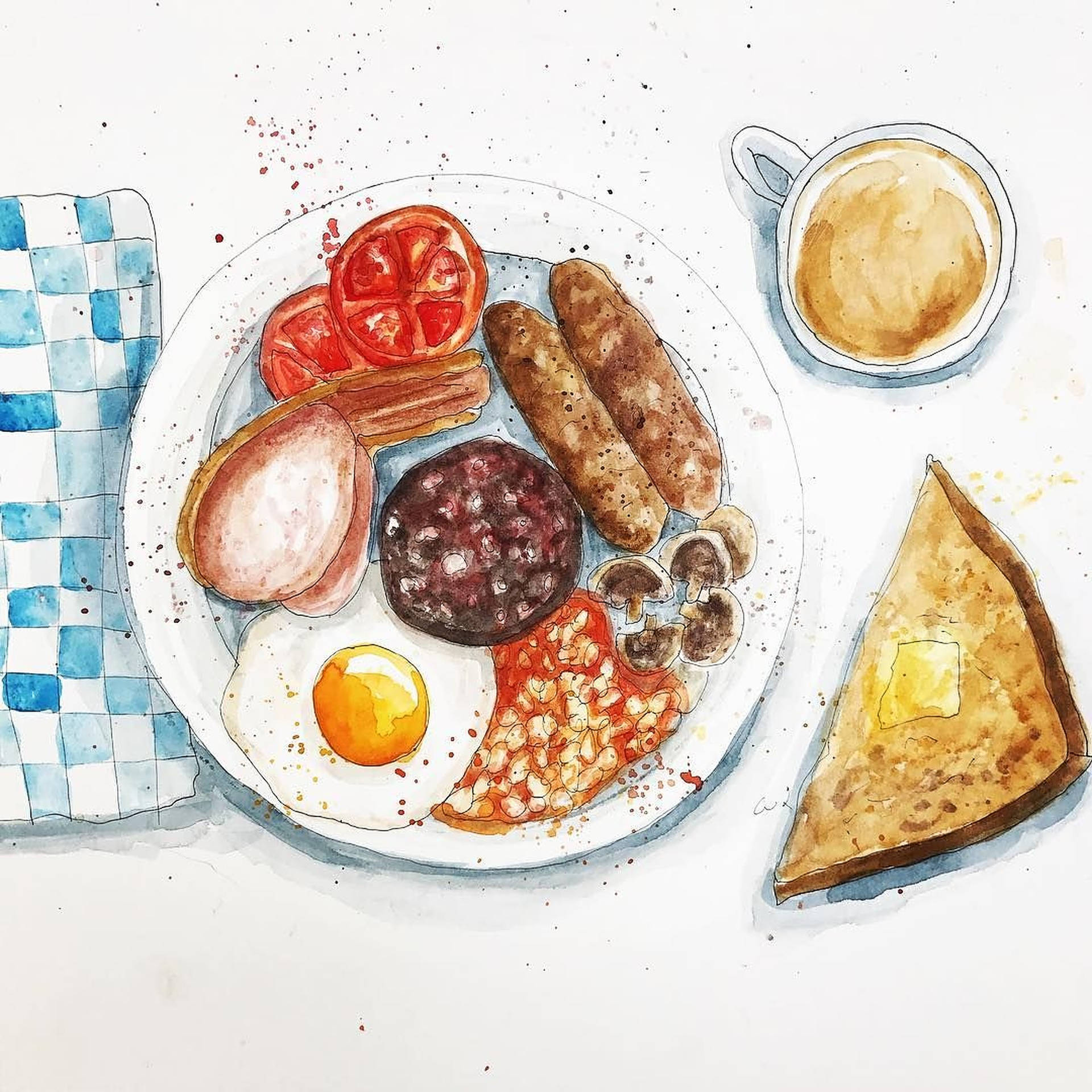 Breakfast Watercolor Art Wallpaper