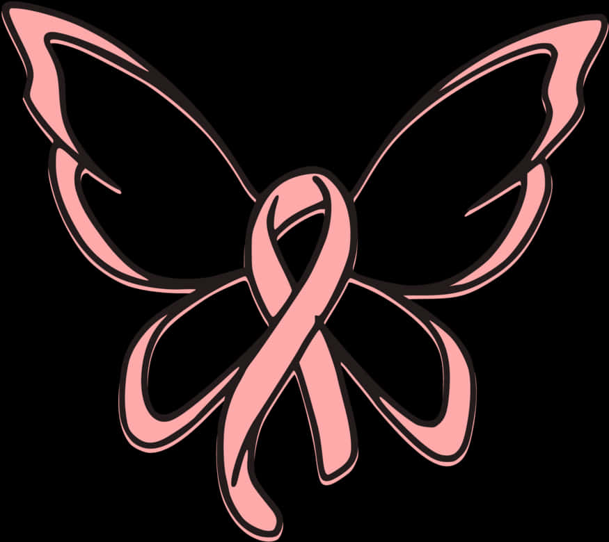 Breast Cancer Awareness Butterfly Ribbon PNG