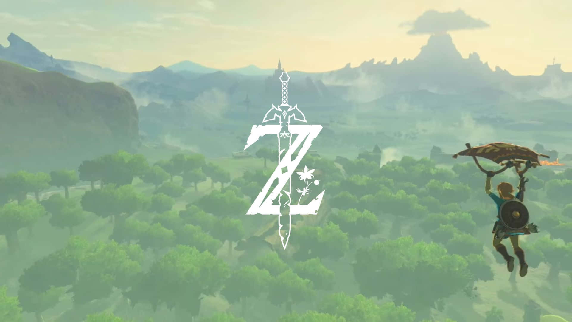 Stunning view of Hyrule landscape in The Legend of Zelda: Breath of the Wild.