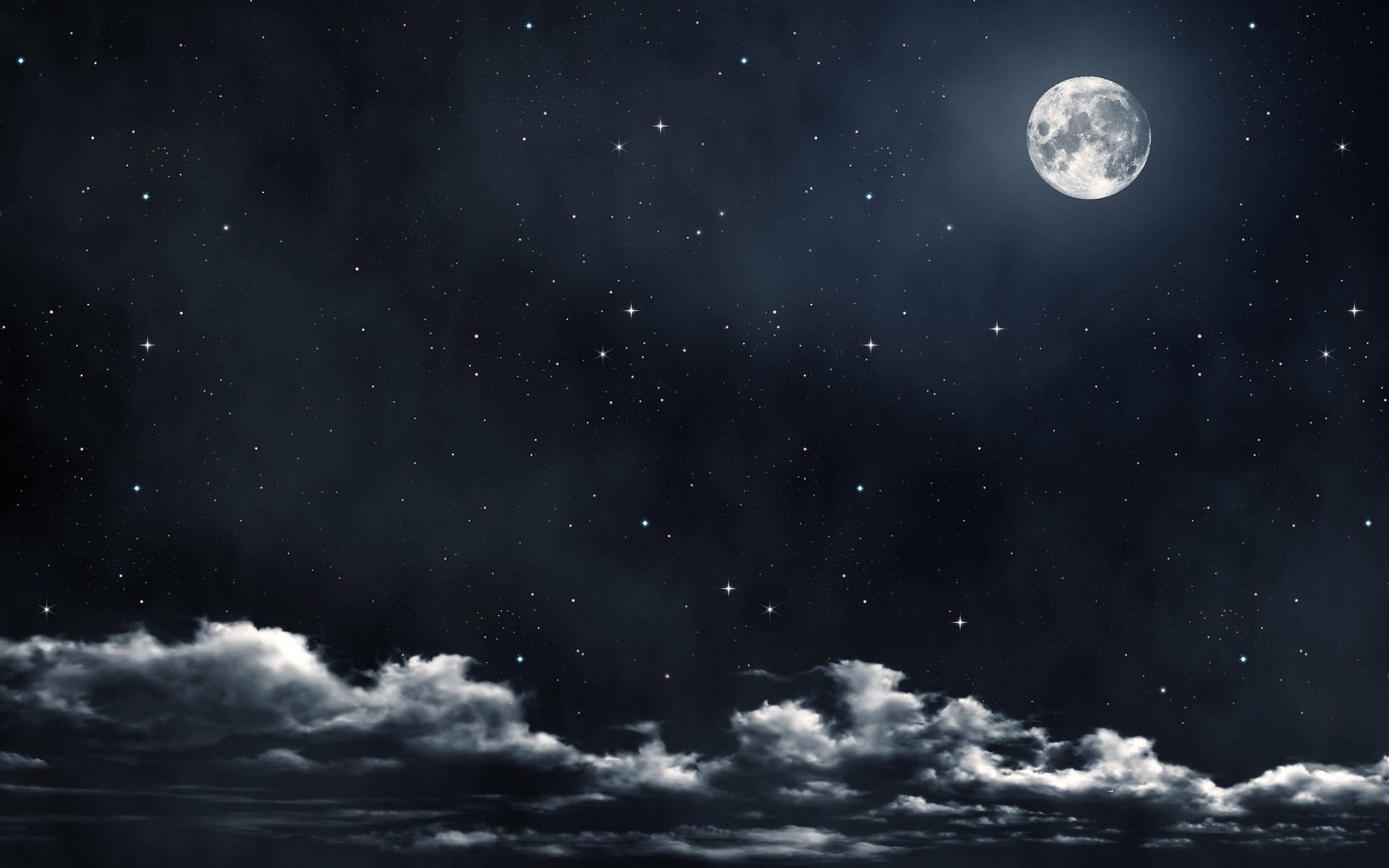 Breath-Taking Moon And Stars Wallpaper