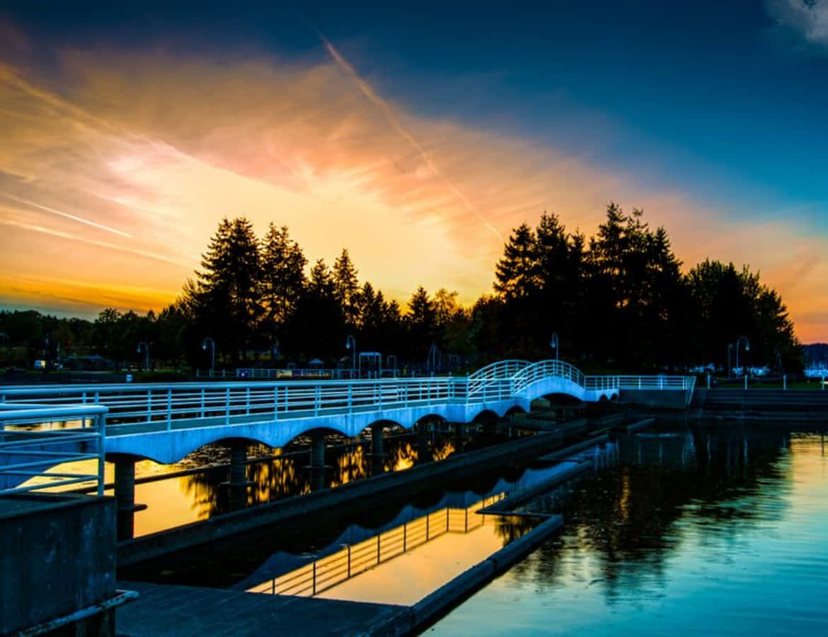 Vue Spectaculaire Du Coucher De Soleil Au Port De Nanaimo Fond d'écran