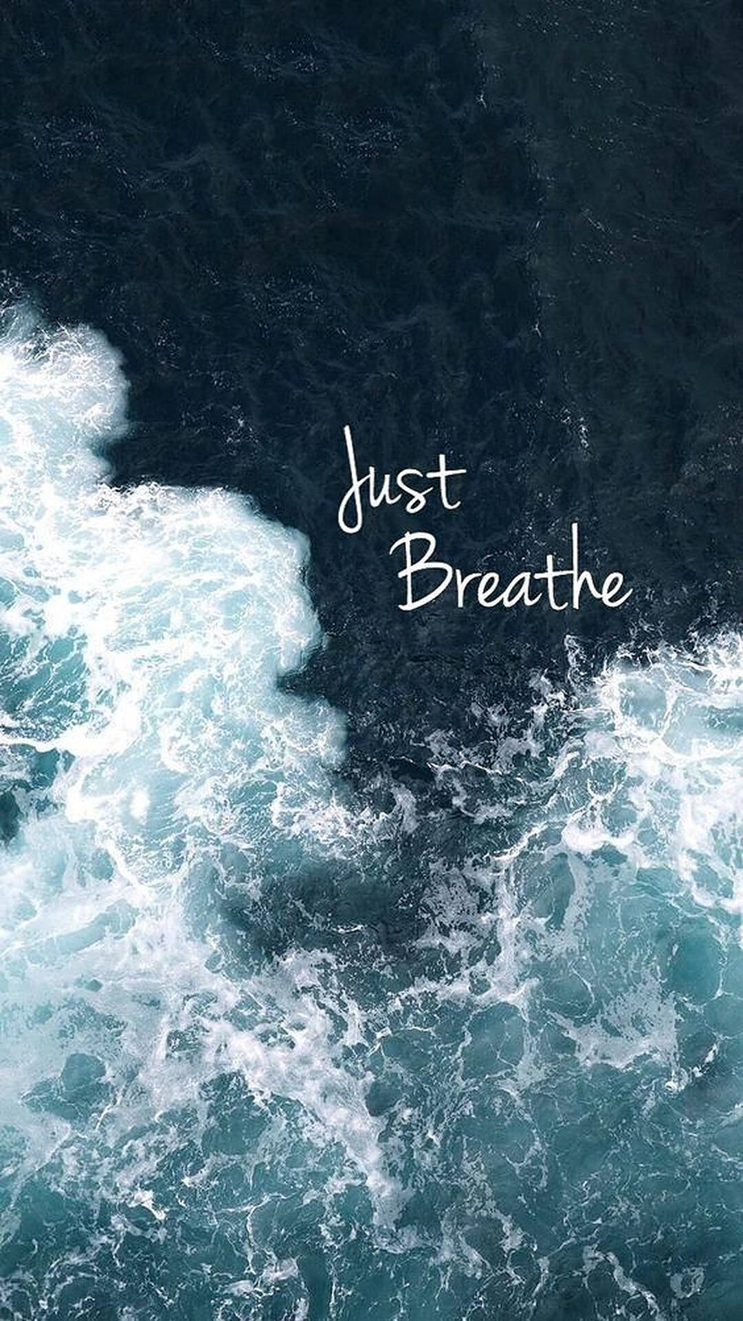 Breathing Quote Ocean Waves Wallpaper