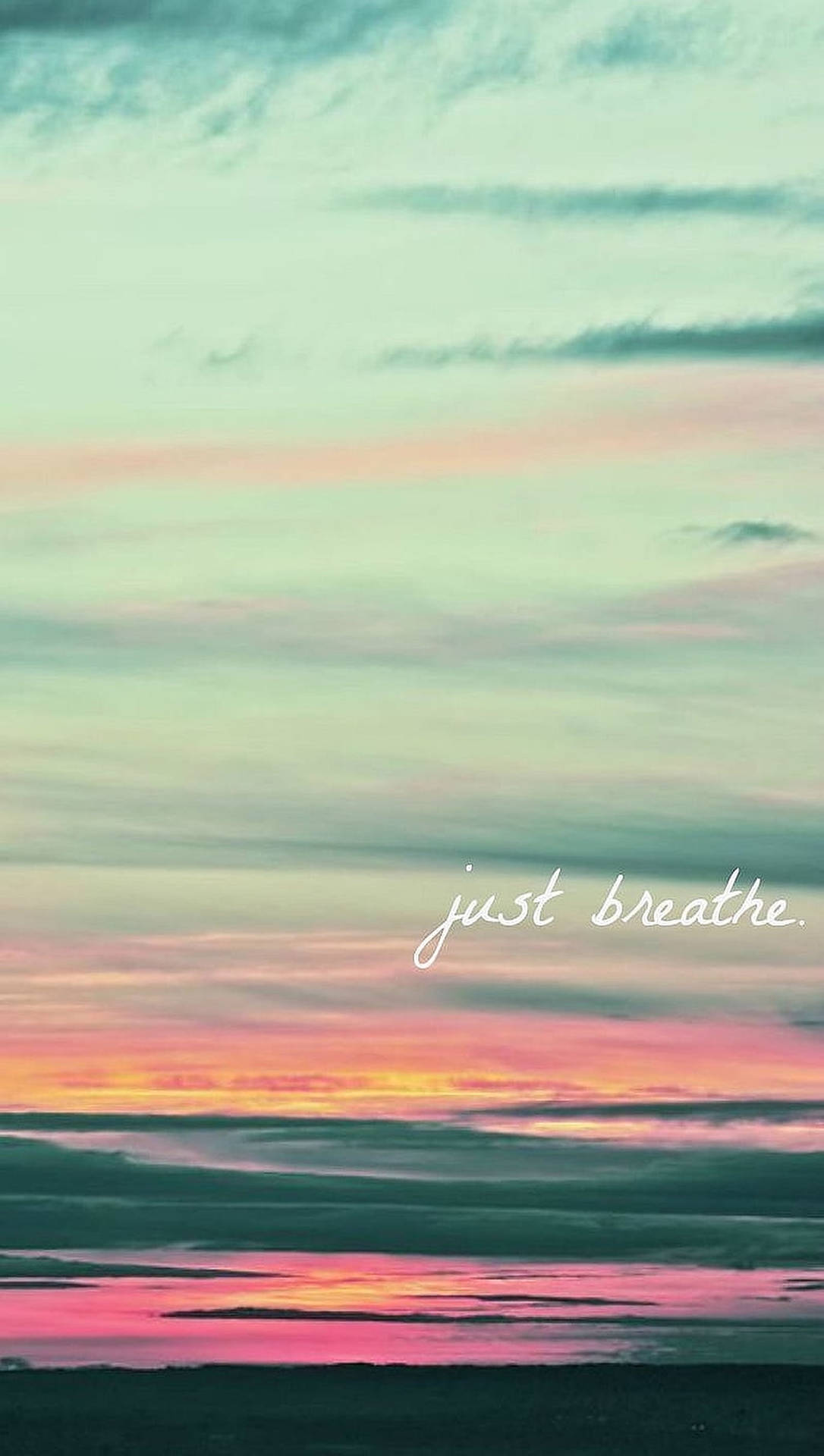 Breathing Quote Pink Gradient Sunset Wallpaper