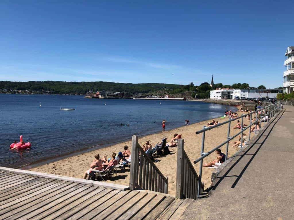 Breathtaking Morning View Of Larvik Harbor Wallpaper