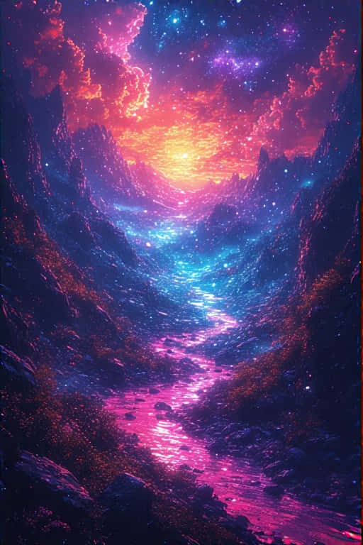 Breathtaking Neon Landscape Vibrant Colors 4k Wallpaper