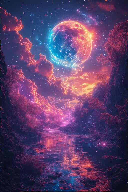 Breathtaking Neon Landscape Vibrant Colors 4k Wallpaper