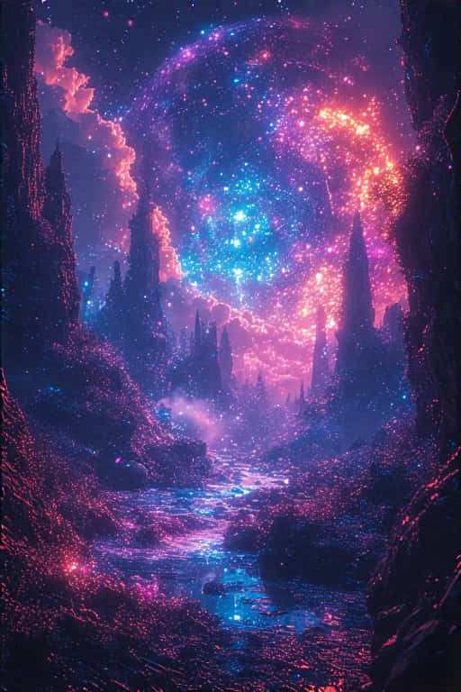 Breathtaking Neon Landscape Vibrant Colors 4k Wallpaper