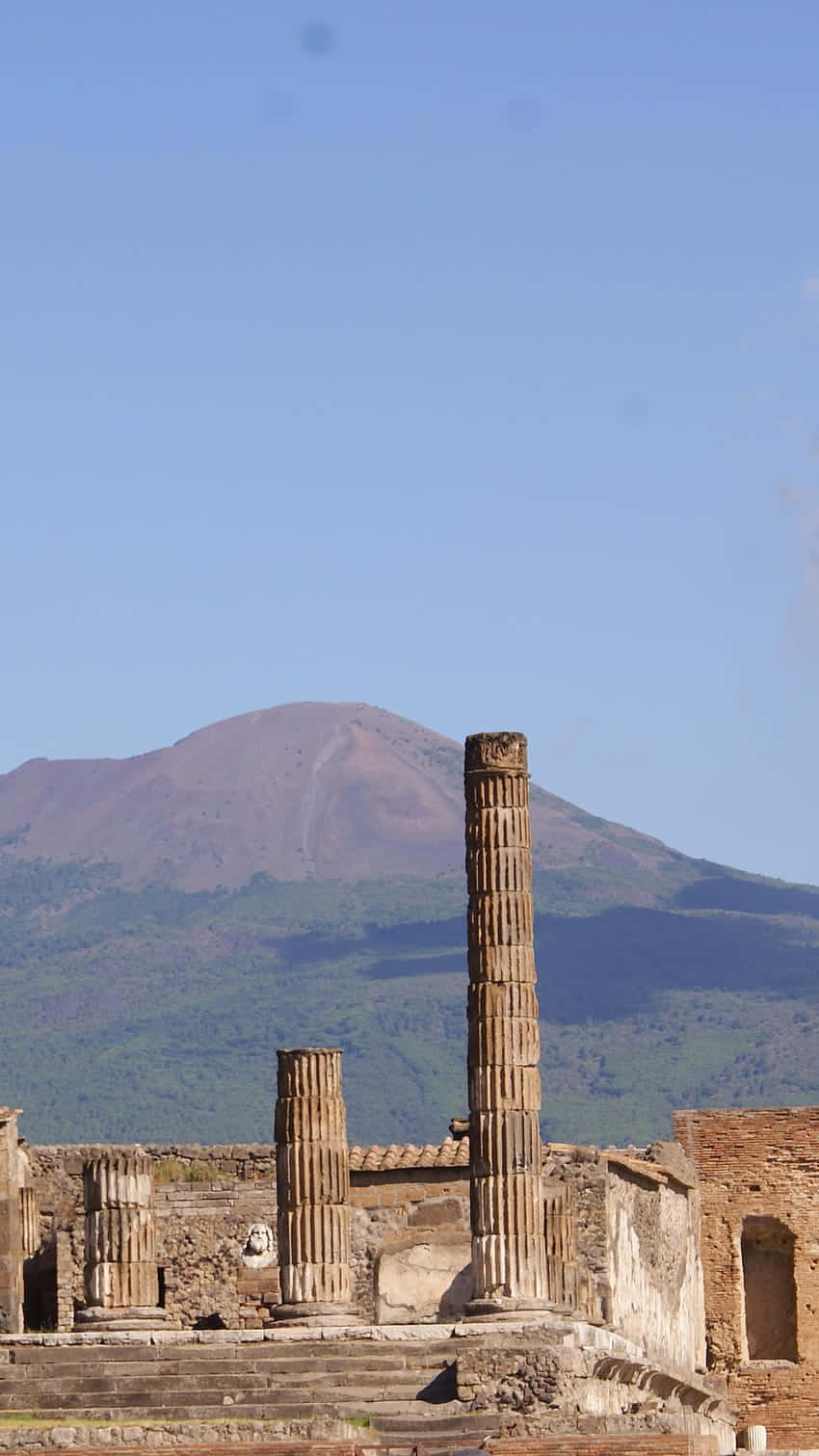 Breathtaking Pompeii Tall Column With Mount Vesuvius View Picture