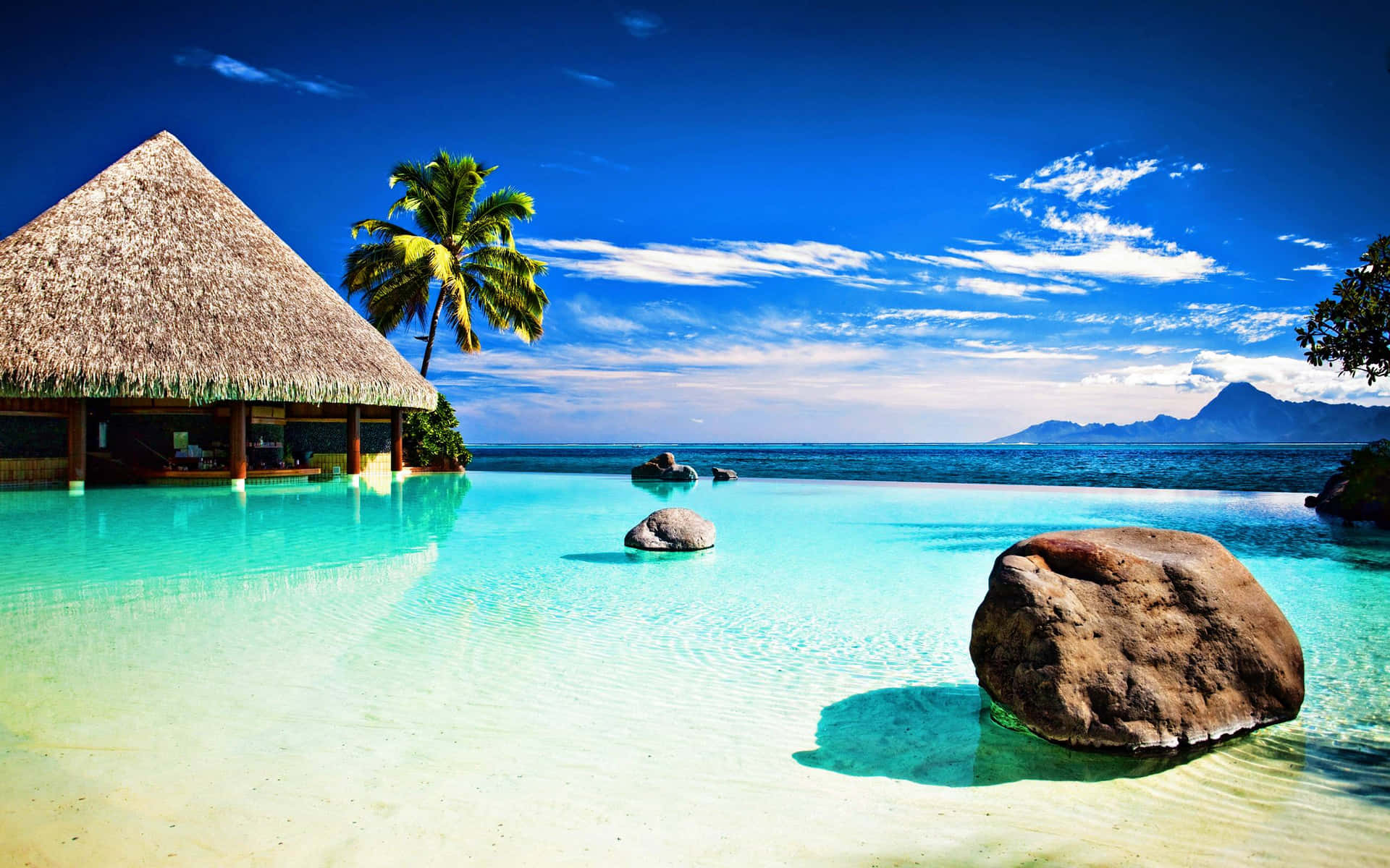 Breathtaking Scenic View Of A Tropical Beach Resort Wallpaper