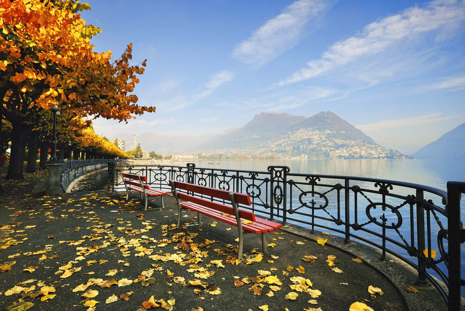 Breathtaking View Of Lugano Cityscape Wallpaper