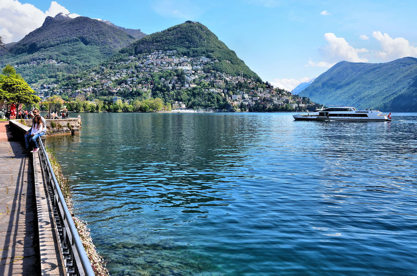 Breathtaking View Of Lugano Lake And The Mountains Wallpaper